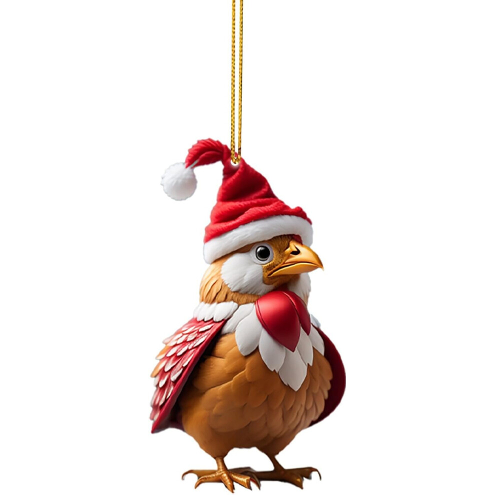 (C) Christmas Decorations Clearance Cute Rooster Car Pendant Home Tree Decoration, Christmas Tree Ornament, Home Decor 1PC for Christmas Party