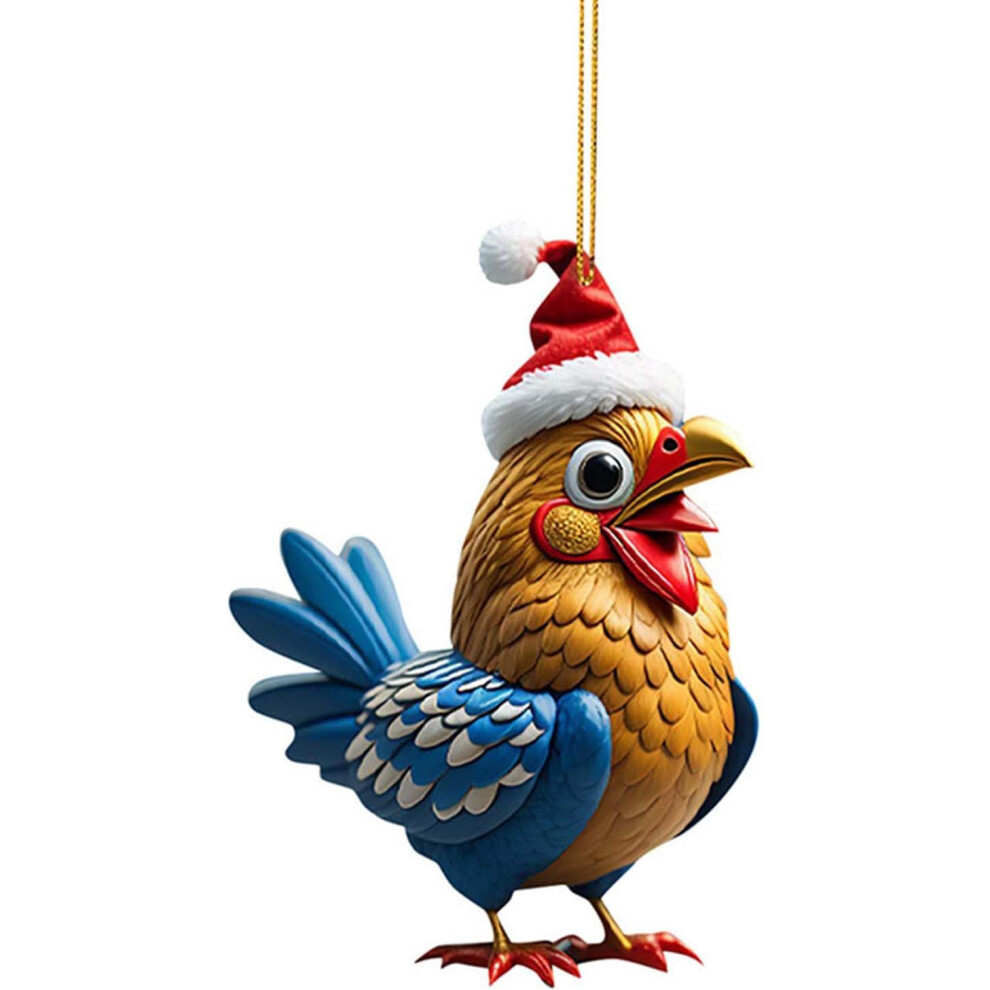 (G) Christmas Decorations Clearance Cute Rooster Car Pendant Home Tree Decoration, Christmas Tree Ornament, Home Decor 1PC for Christmas Party