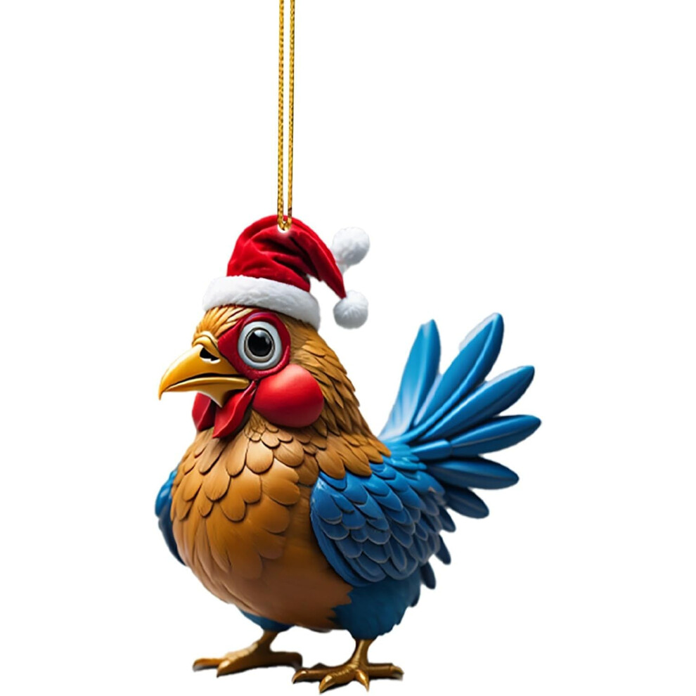 (B) Christmas Decorations Clearance Cute Rooster Car Pendant Home Tree Decoration, Christmas Tree Ornament, Home Decor 1PC for Christmas Party