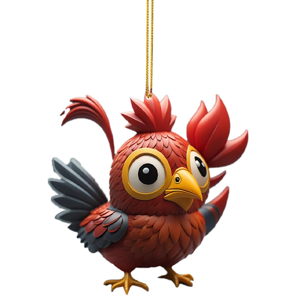 (F) Christmas Decorations Clearance Cute Rooster Car Pendant Home Tree Decoration, Christmas Tree Ornament, Home Decor 1PC for Christmas Party