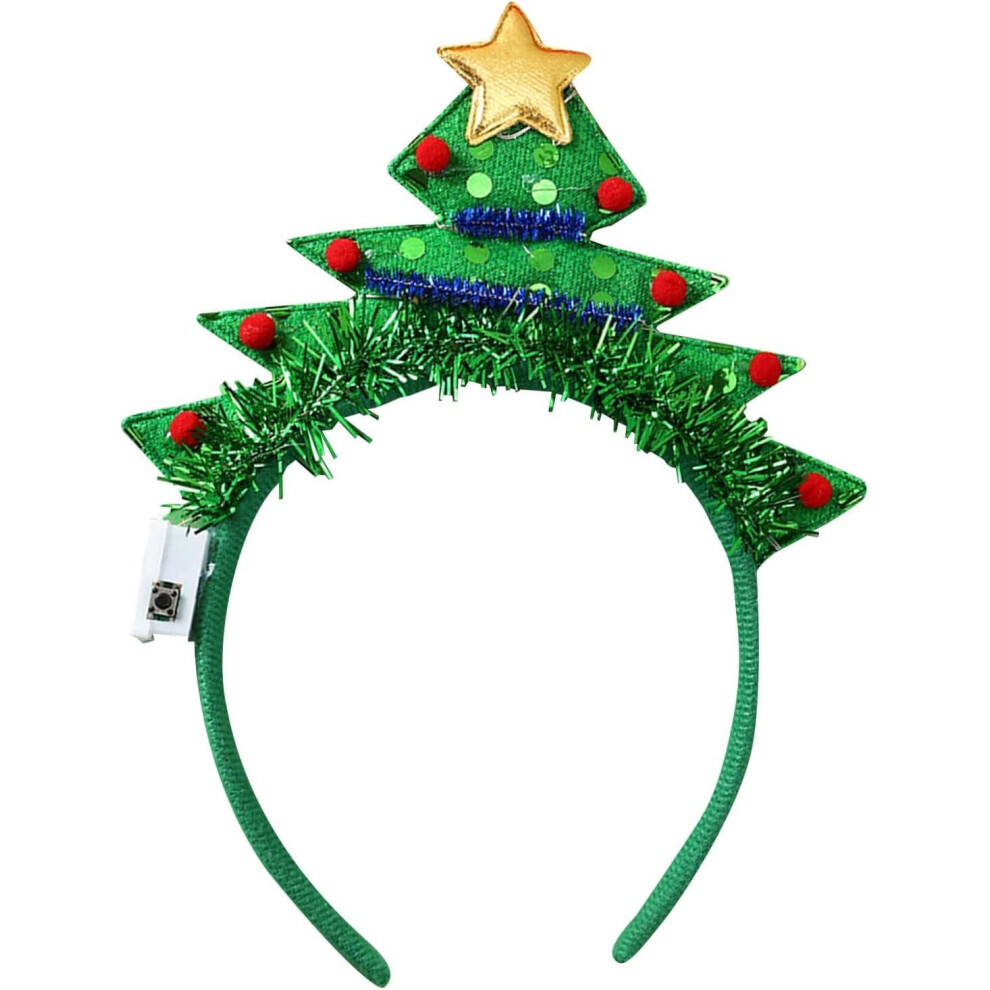 (B) Luminous Christmas Tree Hanging Ornament Headband With Lights - Glitter Antlers Costume Props