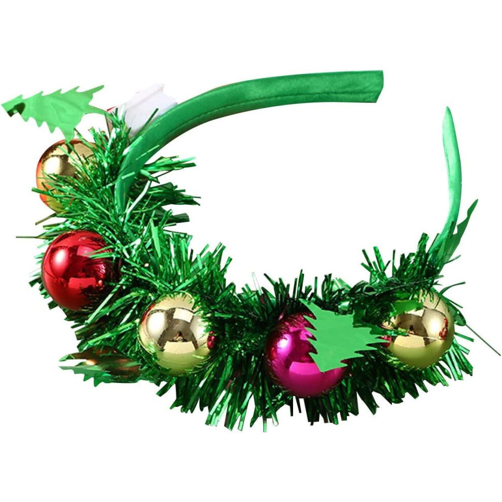 (A) Luminous Christmas Tree Hanging Ornament Headband With Lights - Glitter Antlers Costume Props