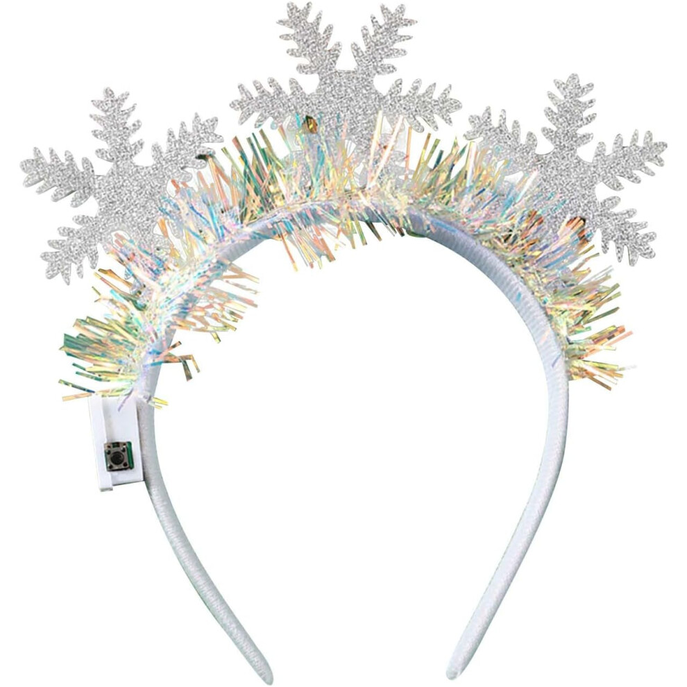 (C) Luminous Christmas Tree Hanging Ornament Headband With Lights - Glitter Antlers Costume Props