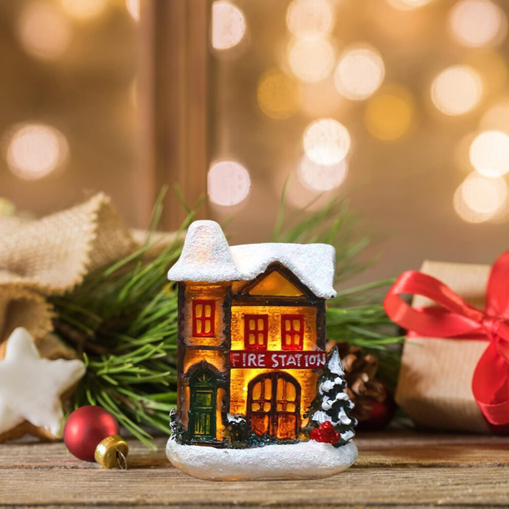 (D) Christmas Holiday Decorations Sale Resin Christmas Scene Village House Town With Warm Led Lights Battery Operated Christmas Decorations For White
