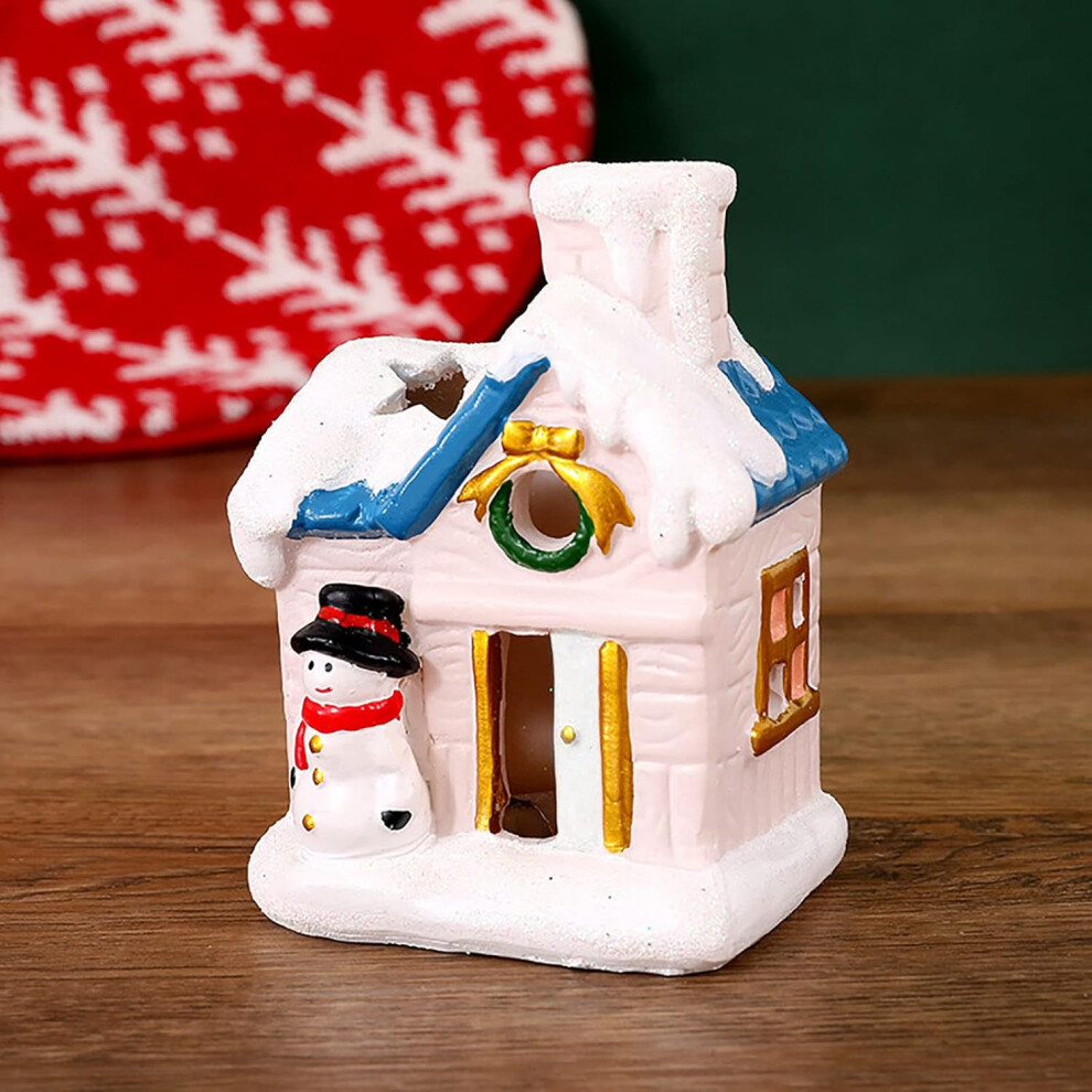 (A) Christmas Decorations Xmas Tree Ornaments Christmas Village Statue Decoration Set Luminous LED Christmas Village House With Statues For The Christ