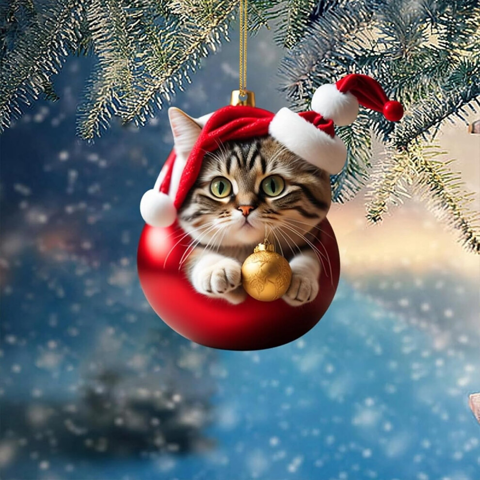 Christmas Ornament Holiday Decorations Christmas Tree Cats Pendant 2D Acrylic Christmas Hanging Decoration Funny Christmas Cats Ornament Christmas Pen