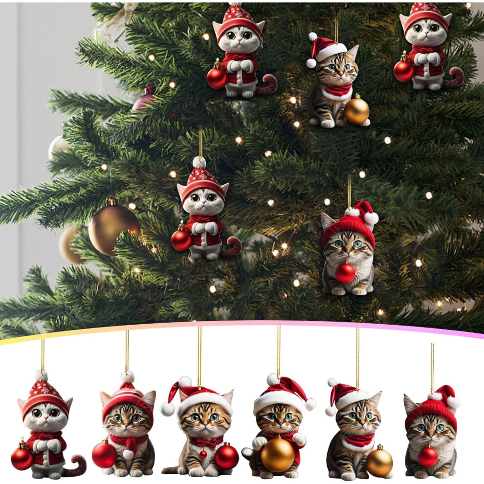 Christmas Decorations Christmas Ornamentss Christmas Tree Cats Pendant 2D Acrylic Christmas Hanging Decoration Funny Christmas Cats Ornament Christmas
