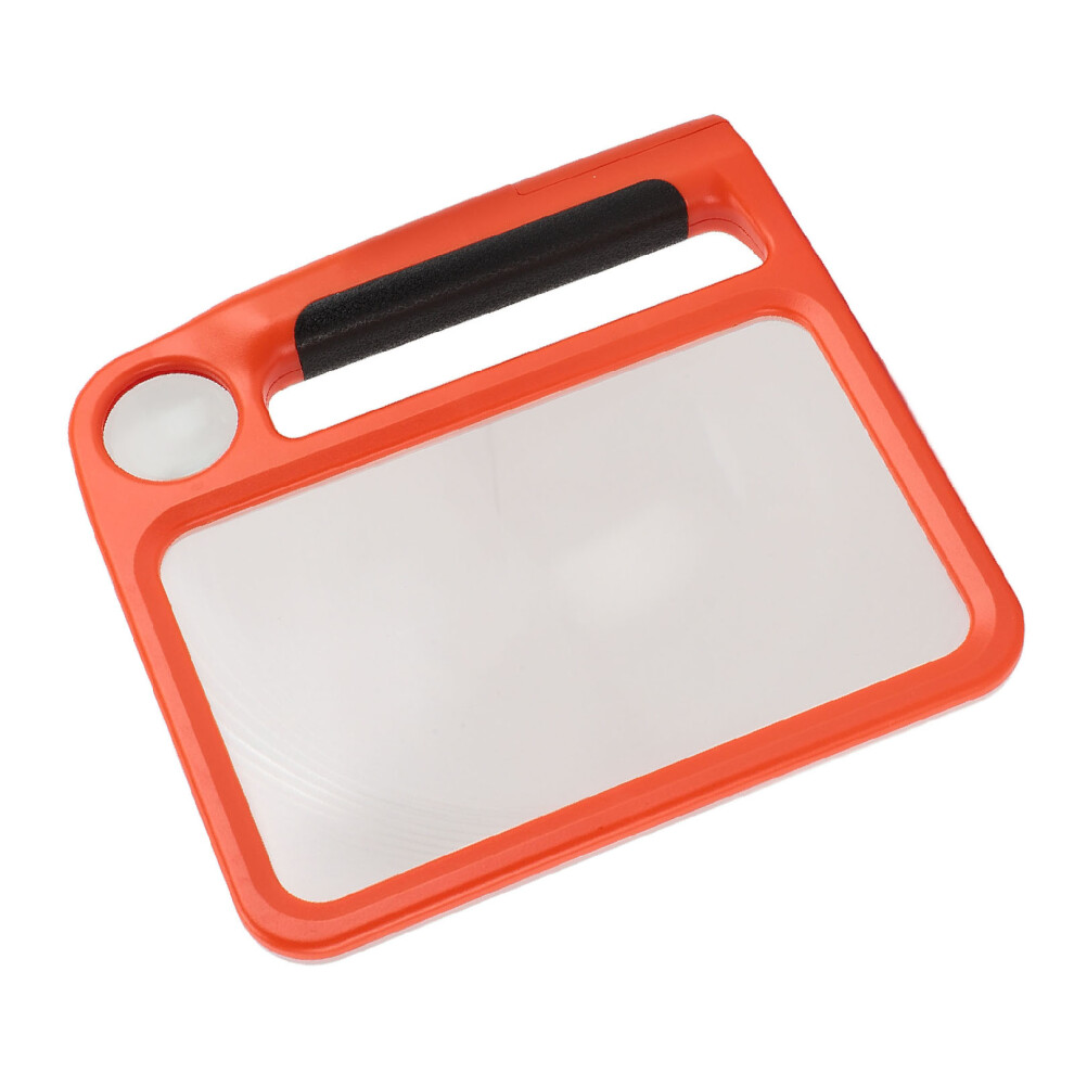 Light/Orange Led Magnifying Glass 3 Modes, 5X/10X Rectangular Handheld For Reading