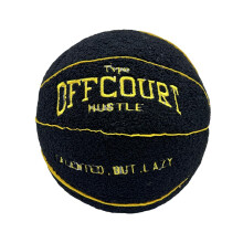 Decorative Round Cushion 25cm 3D Basketball Shaped Throw Pillow Fluffy Plush Cushion for Kids Home Decoration Black