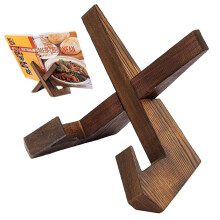 Recipe Book Stand Wooden, Portable Foldable Cookbook Holder for Kitchen, Rustic Design Hands-Free Reading Stand