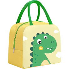 Lunch bag, cool lunch box, reusable handbag, cute cartoon green dinosaur for female organizer, trave