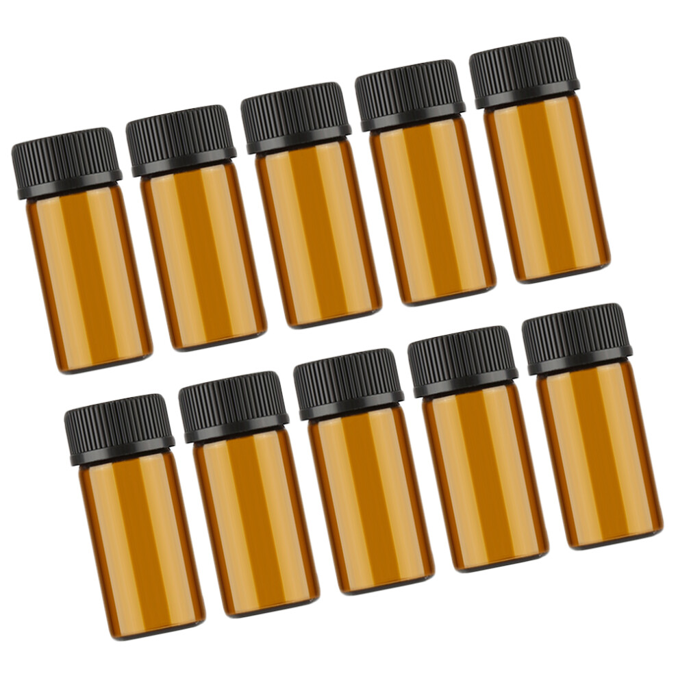 10 Stuks 3 Ml Mini Glazen Flesjes Donkerbruin Voor Etherische OliëN-image