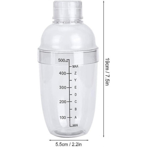 Cocktail Shaker, Plastic Transparent Beverage Shaker Removable Teapot Mixing Shaker with Gradation 1
