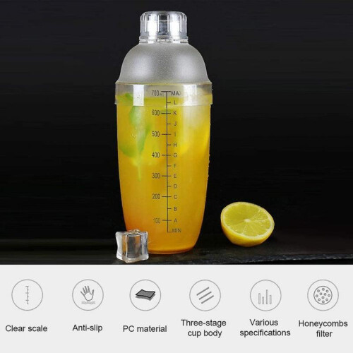 Cocktail Shaker, Plastic Transparent Beverage Shaker Removable Teapot Mixing Shaker with Gradation 2