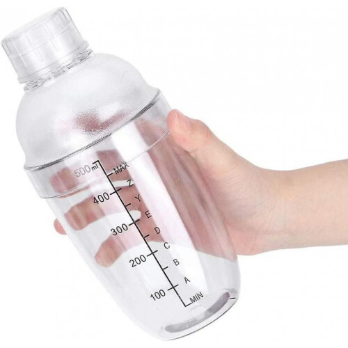 Cocktail Shaker, Plastic Transparent Beverage Shaker Removable Teapot Mixing Shaker with Gradation
