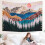 Forest Tree Shaped Sunset Wall Tapestry 95x73 5