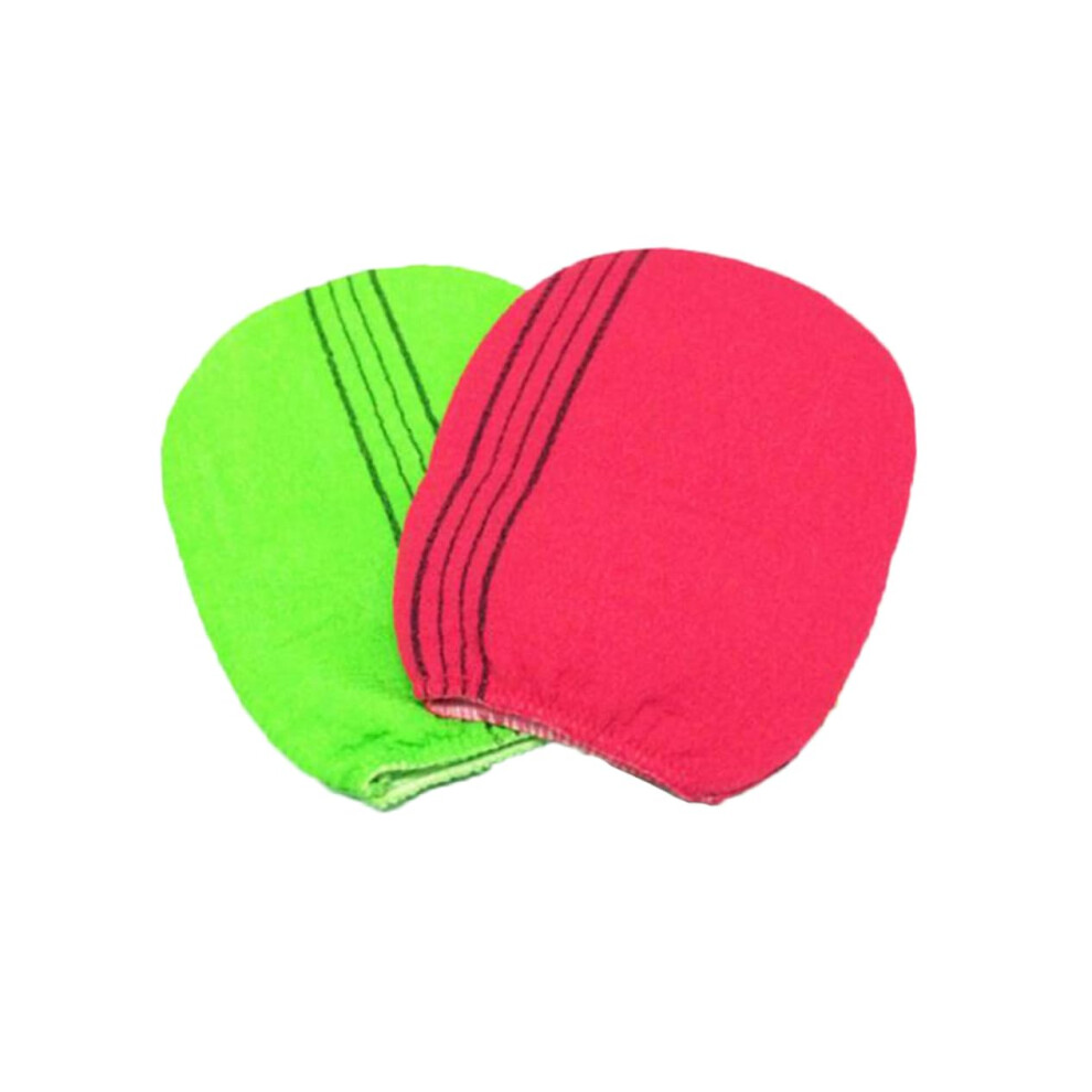 2pcs Exfoliating Bath Gloves for Deep Cleansing Shower Use, Unisex Skin Scrub Towels, Foam Boosting Rayon, Random Colors