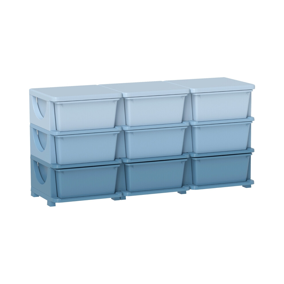 Kids Storage Unit Blue with Nine Drawers Sturdy Wooden Construction Ideal for Children's Rooms 90cm x 45cm x 50cm-image-OPC-PKD2KZD-NEW