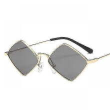 Women Metal Rhombus Sun Glasses(1pcs)gold gray