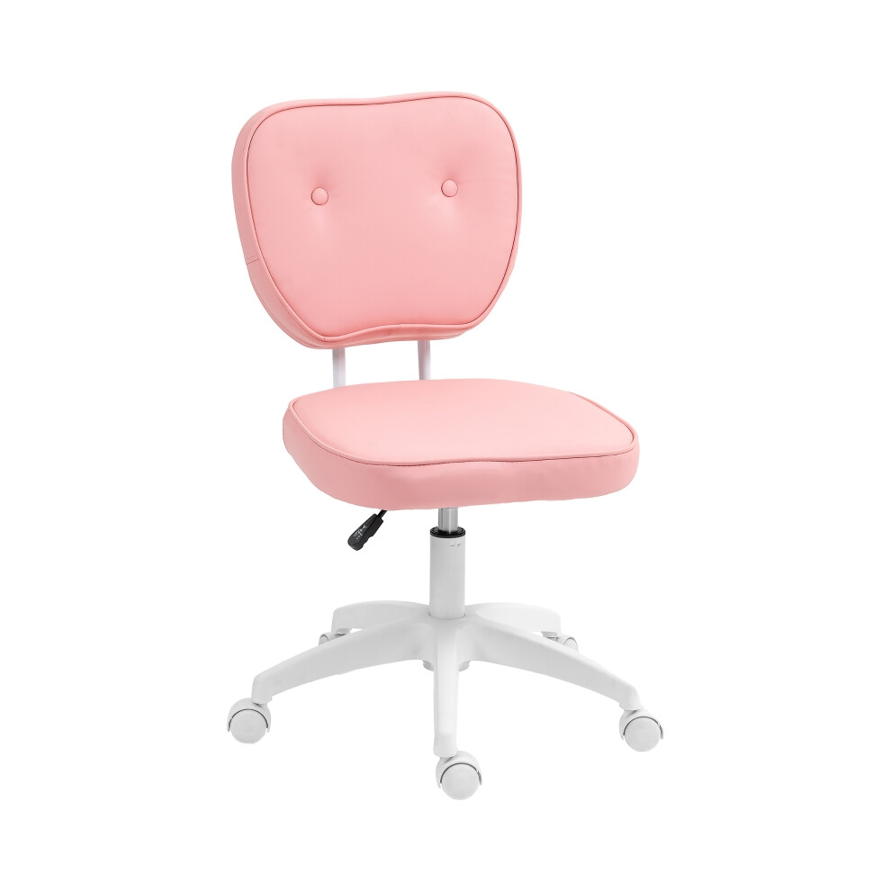 Home Office Computer Chair Pink PU Leather with Adjustable Height Armless Swivel Wheels for Comfort & Style-image-OPC-PKD2QCS-NEW