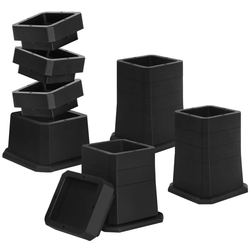 4pcs Bed Risers for Height Adjustment, Square Furniture Lift Blocks 2-5 Inch for Sofas, Chairs, Tables, and Beds