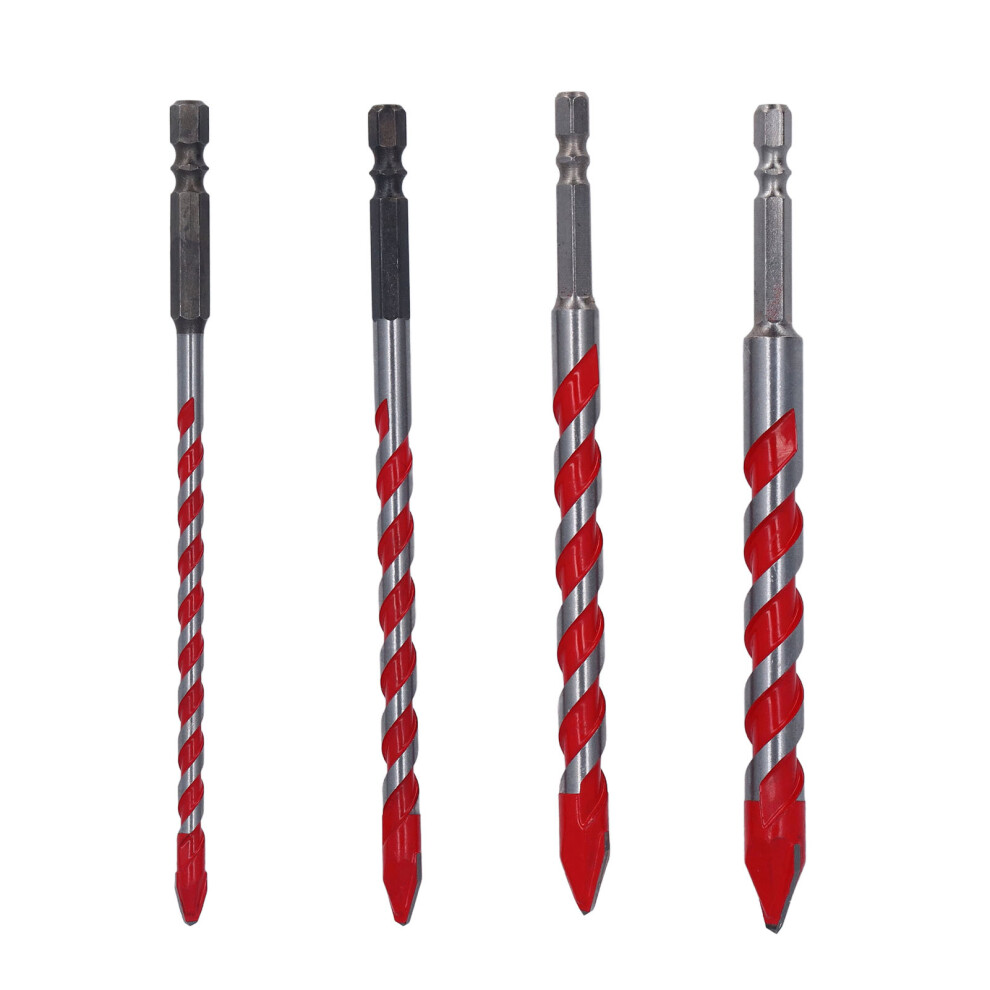 4Pcs Eccentric Twist Drill Bits Set 150Mm 6.35Mm Hex For Concrete & Masonry 4661347465844