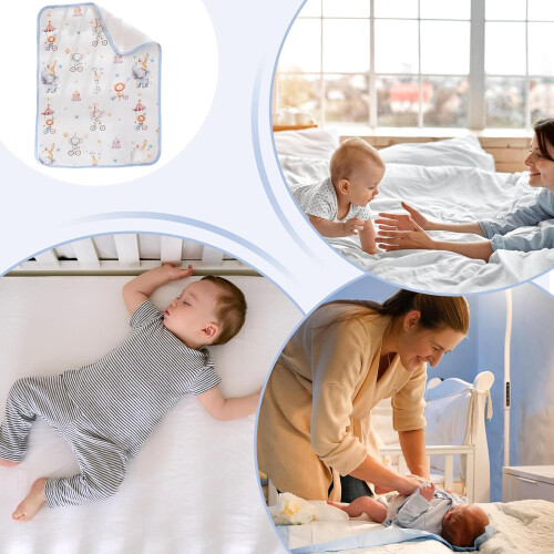 Diaper Changing Mat Crib Protector Training Cover Gray Pattern Leakproof TPU Backing Soft Quilted Top 2