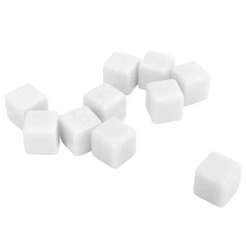 30 Pcs 16mm Dice Set(White),Six Sided Blank Dice Write On Cubes Game for Math Teaching Education 2