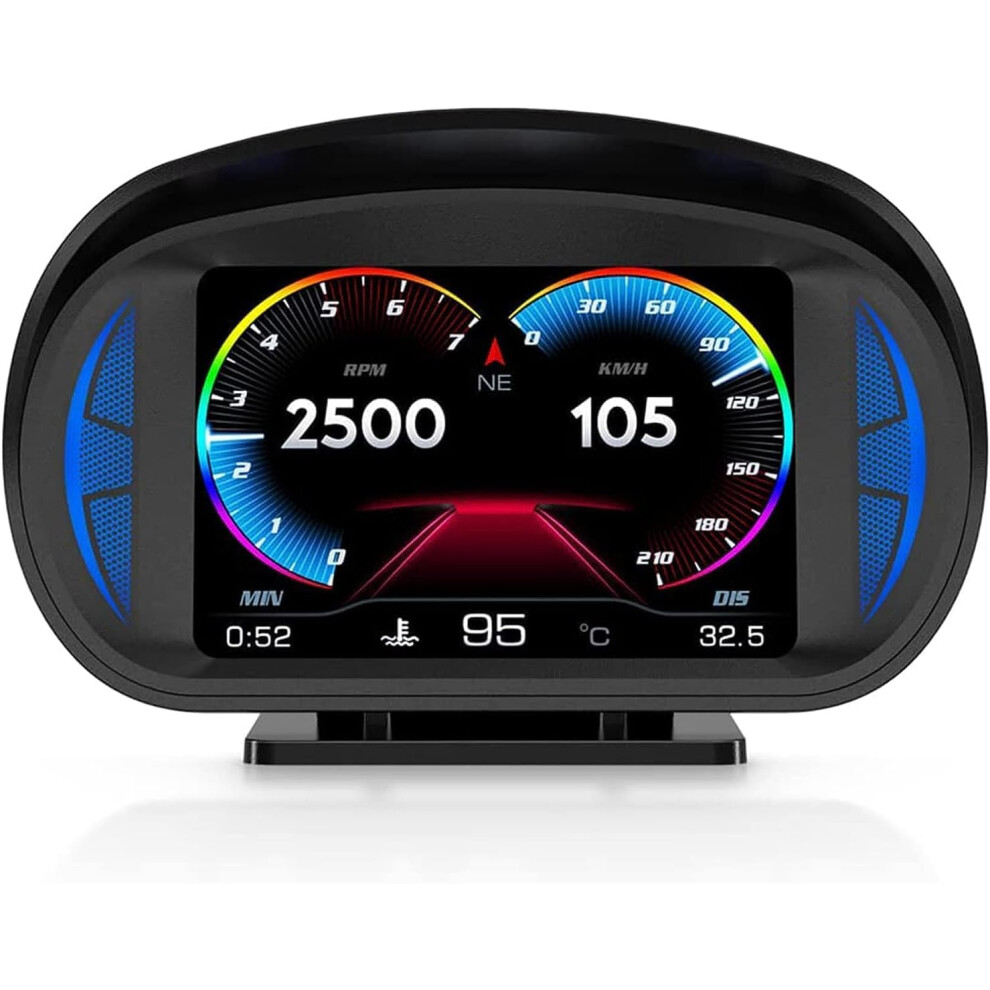 Car HUD Heads Up Display GPS Speedometer OBD II Smart Instrument with MPH Speed Meter, Overspeed Alarm, Compass for 2000s Cars-image-OPC-PKD2VRS-NEW