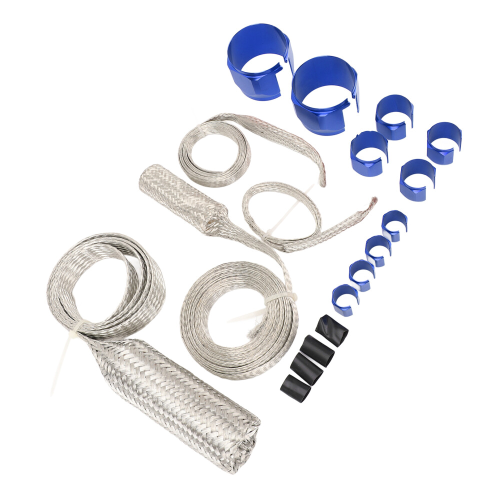 Stainless Steel Radiator Hose Cover Kit - Universal Heat Resistant Blue 8421347482885