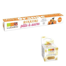 Pâte à sucre en rouleau Ø 36 cm orange + paillettes dorées