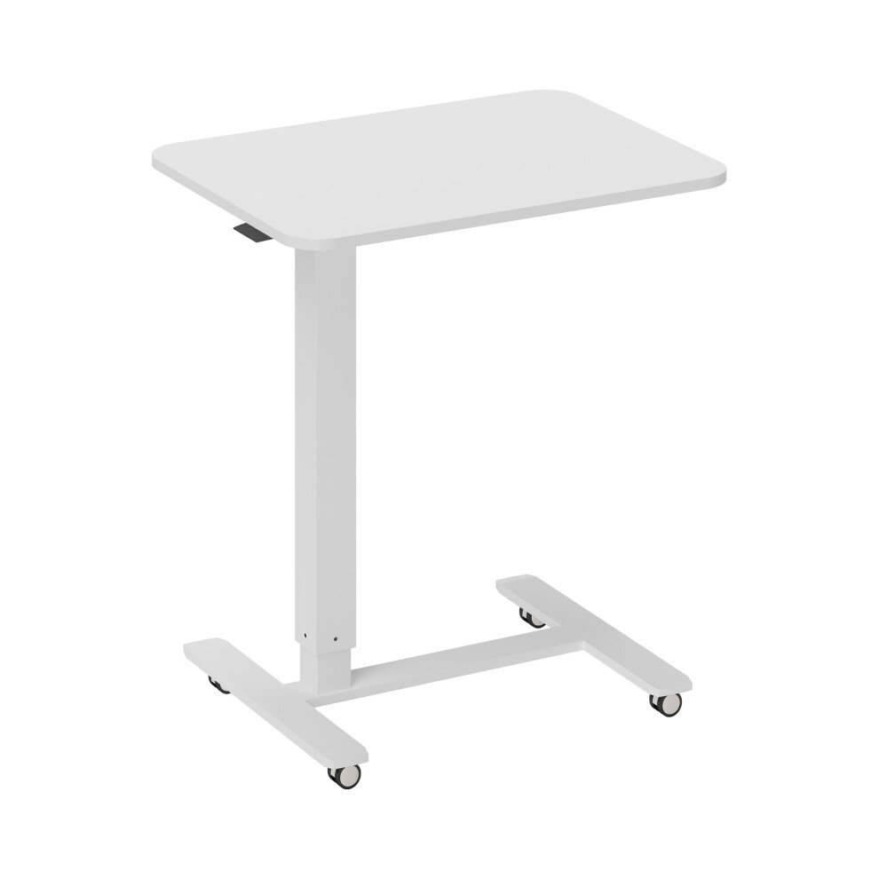 Home Office Pneumatic Sit Stand Desk for Laptop Height Adjustable Overbed Table with Wheels White Mobile Versatile-image-OPC-PKD577G-NEW