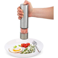 Electric Salt And Pepper Mill Set, Stainless Steel Adjustable