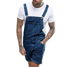 Jeans Dungarees Men's Baggy Overalls 90s Style Wide Leg Hip Hop Jumpsuit Cargo Pants 3XL Dark Blue