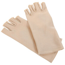 1Paar Elastische Beige Uv Beschermhandschoenen Dames Halfvinger Fiets