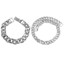 1Set Alloy Zilveren Hip Hop Ketting En Armband Voor Heren Fashion