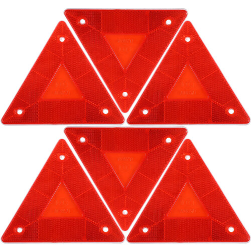 6St Rood Plastic Driehoek Reflectoren Voor Auto Veiligheidsbord