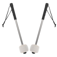 2St Percussie Drumsticks Met Wolviltkop En Comfortabele Rvs Handgreep