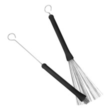 2St Zwarte Stalen Draad Drum Borstels Met Rubber Handgreep Uittrekbaar