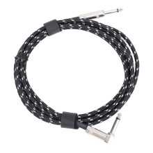 6,5 mm Rechtswinkel zu geradem Gitarrenkabel 3m Nylon geflochtene schwarze Linie