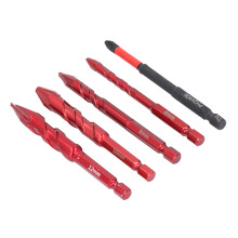 5 Pcs Eccentric Drill Bit Set 6-12mm Hex Shank for Glass, Tile, Concrete