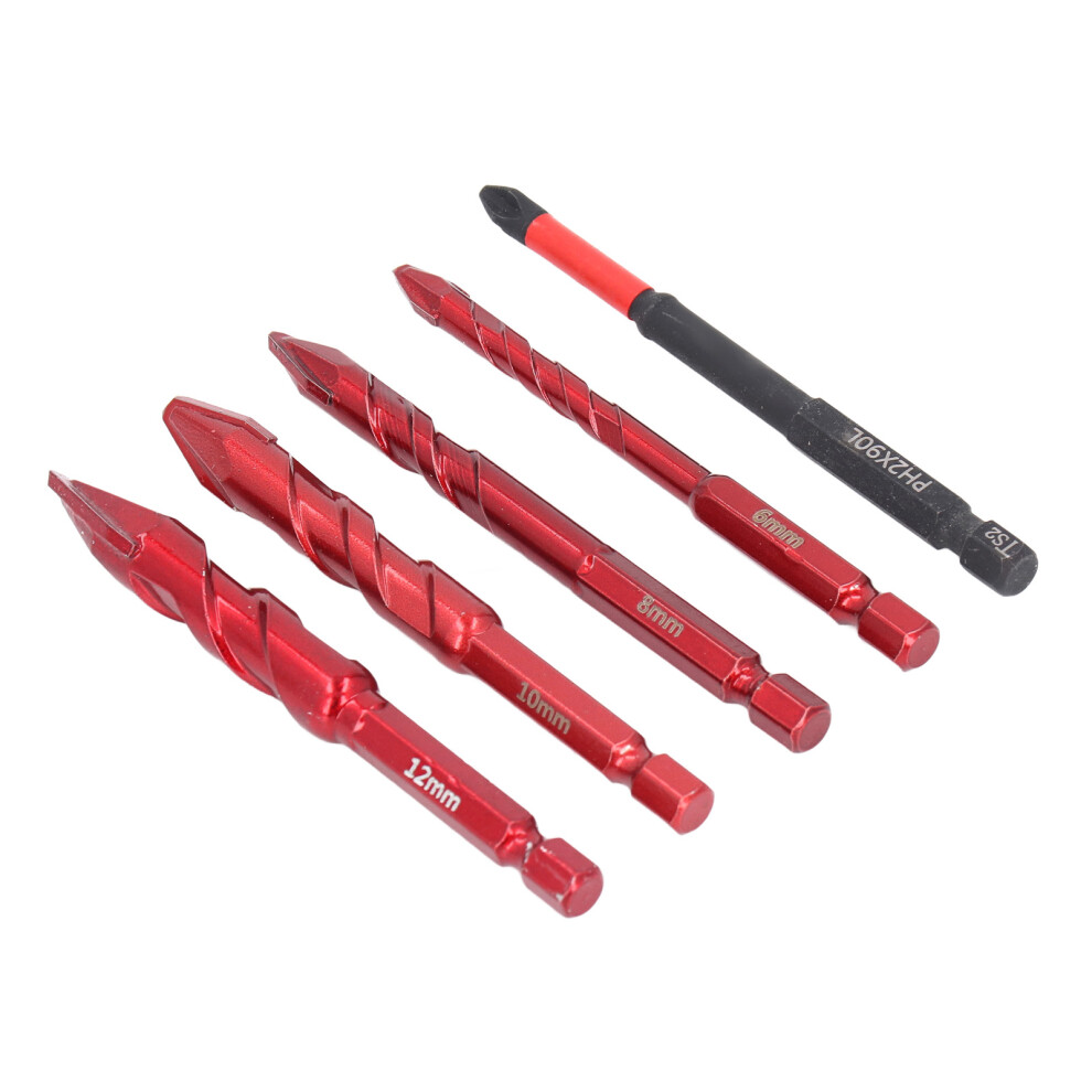 5 Pcs Eccentric Drill Bit Set 6-12Mm Hex Shank For Glass, Tile, Concrete 4101347523149