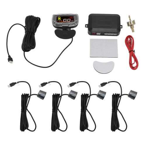 Car Reverse Backup Radar System with 4 Sensors LCD Display Gray 2