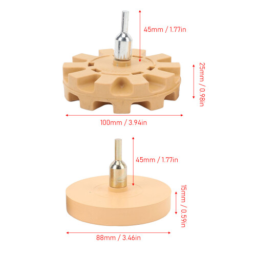 Decal Remover Eraser Wheel for Car Emblems & Stickers, Rubber, Drill Adapter 1