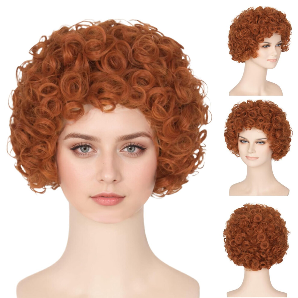 Unisex Orange,Red Orange Wig, Short Red Curly Heat-Resistant Synthetic Hairpiece For Women, Wavy Ice Spice Wig For Cosplay And Halloween