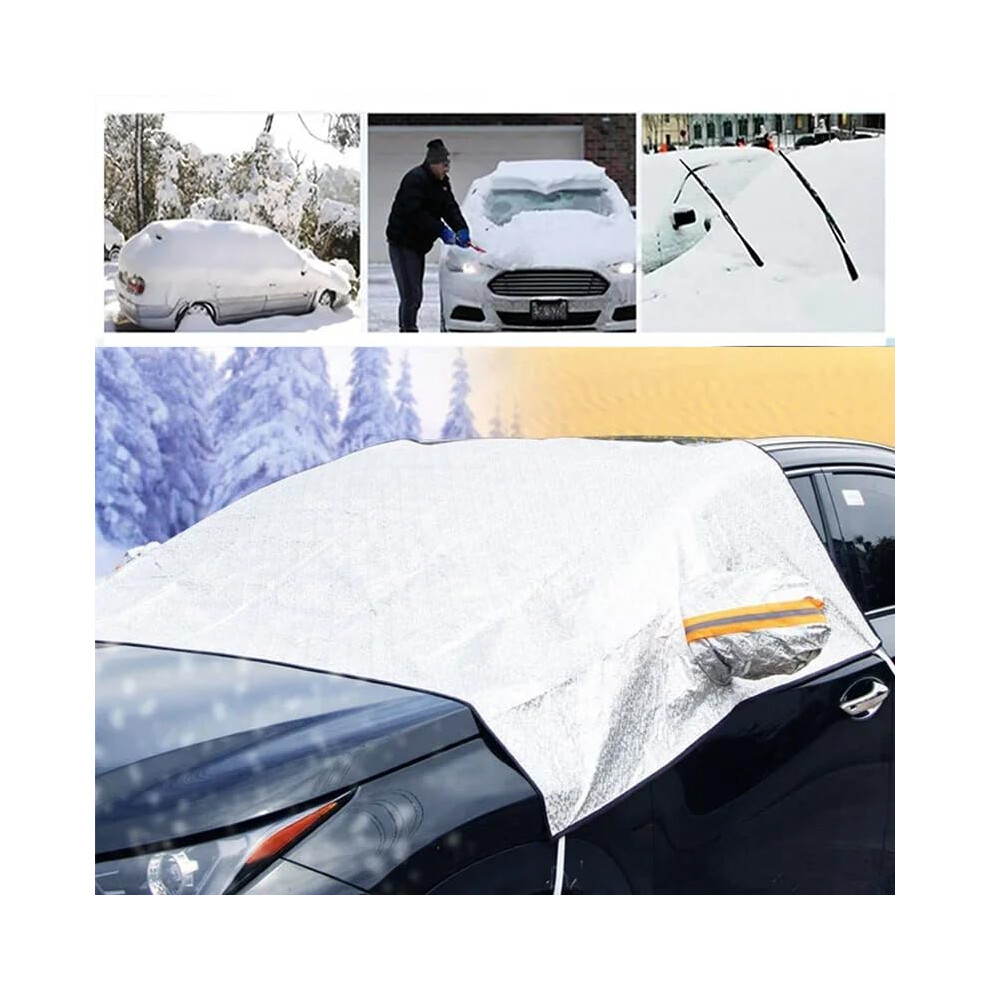 Winter Car Windscreen Cover For Nissan Models, 230X145cm Foldable Removable Against Snow Frost Sun, Single-Layer Protection 9084446786507
