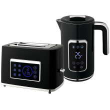 (Black) Kettle and Toaster Set 1.7L with Rapid Boil 3000W