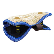Jute Dog Bite Pillow for Puppy Training Tug Small to Medium Dogs with Ergonomic Handles Enhancing Biting Strength and Accuracy