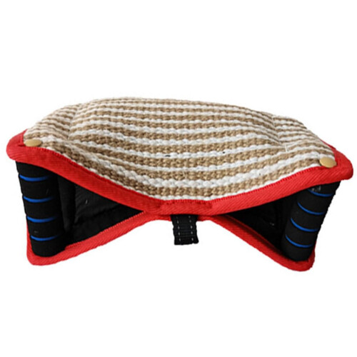Durable Jute Dog Training Sleeve with Comfortable Handle, Tear Resistant Interactive Bite Sleeve, Red Edge Design