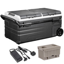 Portable Fridge Freezer/Cool Box 95L with 11.1V Battery & AC/DC 230V Adaptor - DL173
